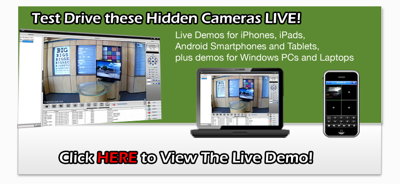 Free Test Drive Live Demo of PalmVID Brand Hidden Cameras Spy Cameras Nannycams