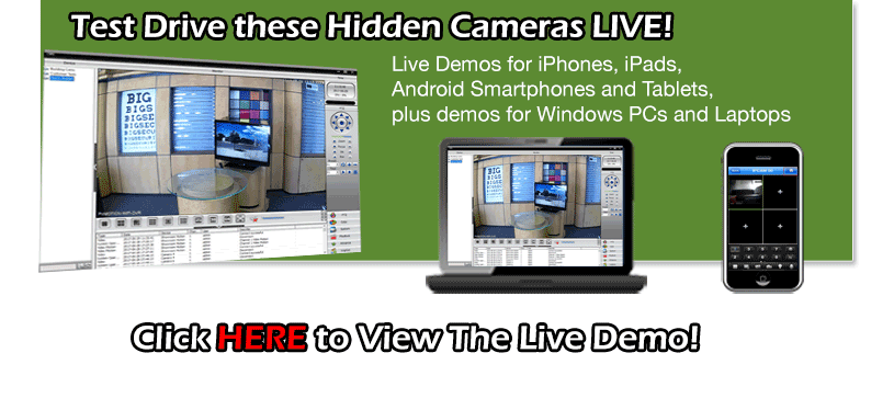 Test Drive these WiFi DVR Hidden Cameras LIVE! Exclusively Available for WiFi Pro Cameras. Live Demo for PCs, Tablets, Smartphones, View LIVE Video Feed from this WiFi Pro Camera